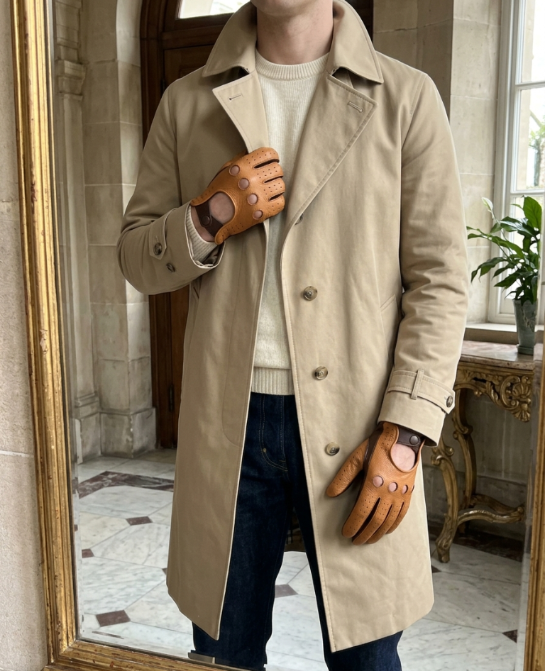 Premium Two-Tone Leather Driving Gloves